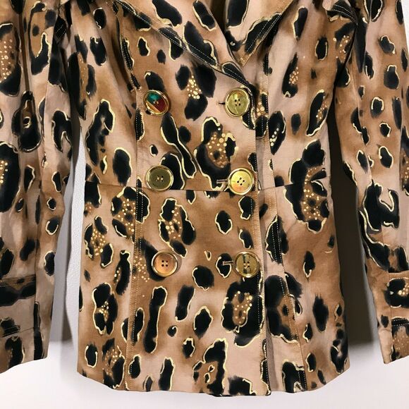 Cache Tan Metallic Leopard Print Trench Coat - Picture 2 of 9